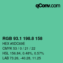 カラーコード: RGB 93.1 198.8 158 | qconv.com
