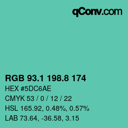 カラーコード: RGB 93.1 198.8 174 | qconv.com