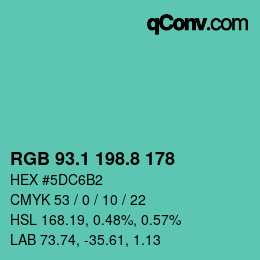 Color code: RGB 93.1 198.8 178 | qconv.com