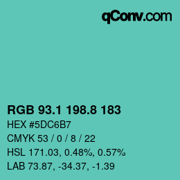Color code: RGB 93.1 198.8 183 | qconv.com
