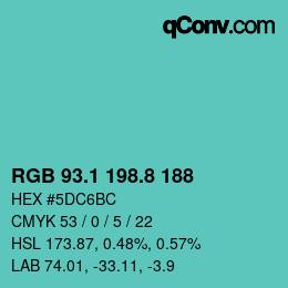 Color code: RGB 93.1 198.8 188 | qconv.com