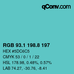 Color code: RGB 93.1 198.8 197 | qconv.com