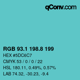 カラーコード: RGB 93.1 198.8 199 | qconv.com