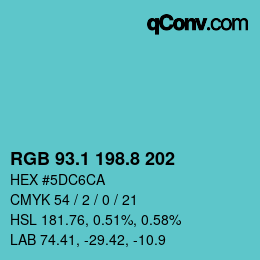 Color code: RGB 93.1 198.8 202 | qconv.com