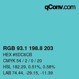 Farbcode: RGB 93.1 198.8 203 | qconv.com