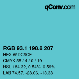 Farbcode: RGB 93.1 198.8 207 | qconv.com