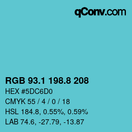 Color code: RGB 93.1 198.8 208 | qconv.com