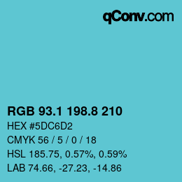 カラーコード: RGB 93.1 198.8 210 | qconv.com
