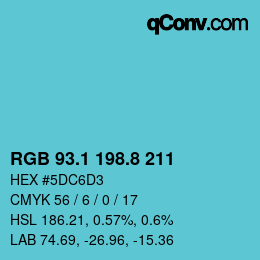Color code: RGB 93.1 198.8 211 | qconv.com