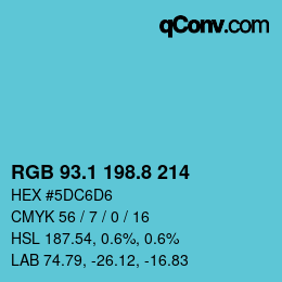 カラーコード: RGB 93.1 198.8 214 | qconv.com