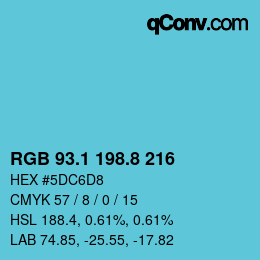 Color code: RGB 93.1 198.8 216 | qconv.com