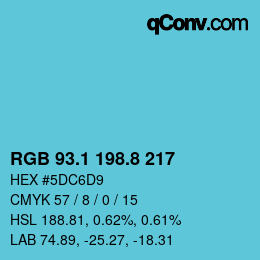 Farbcode: RGB 93.1 198.8 217 | qconv.com