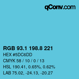 Color code: RGB 93.1 198.8 221 | qconv.com