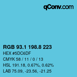 カラーコード: RGB 93.1 198.8 223 | qconv.com