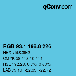Color code: RGB 93.1 198.8 226 | qconv.com