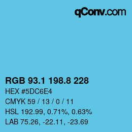 Color code: RGB 93.1 198.8 228 | qconv.com