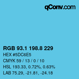 カラーコード: RGB 93.1 198.8 229 | qconv.com