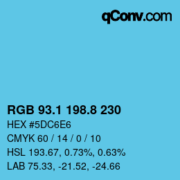 Color code: RGB 93.1 198.8 230 | qconv.com
