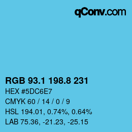 Farbcode: RGB 93.1 198.8 231 | qconv.com