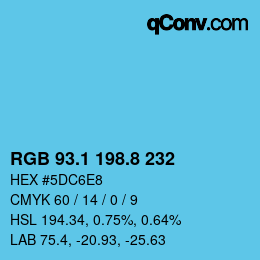 カラーコード: RGB 93.1 198.8 232 | qconv.com