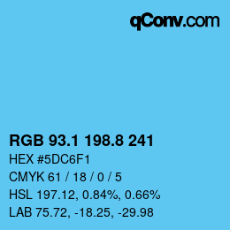 Color code: RGB 93.1 198.8 241 | qconv.com