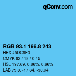 カラーコード: RGB 93.1 198.8 243 | qconv.com