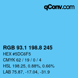 Color code: RGB 93.1 198.8 245 | qconv.com
