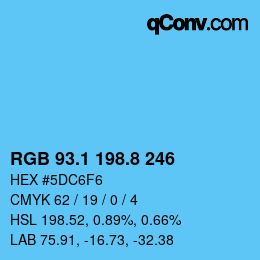 Color code: RGB 93.1 198.8 246 | qconv.com