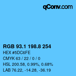 Color code: RGB 93.1 198.8 254 | qconv.com