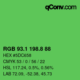 カラーコード: RGB 93.1 198.8 88 | qconv.com