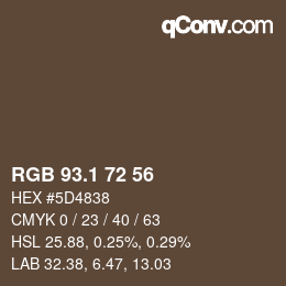 Color code: RGB 93.1 72 56 | qconv.com