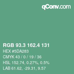 カラーコード: RGB 93.3 162.4 131 | qconv.com