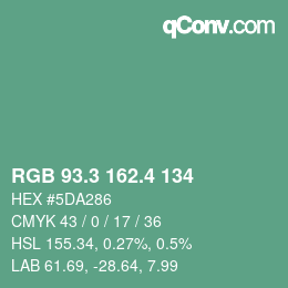 カラーコード: RGB 93.3 162.4 134 | qconv.com