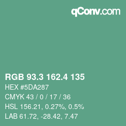 カラーコード: RGB 93.3 162.4 135 | qconv.com