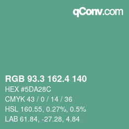 カラーコード: RGB 93.3 162.4 140 | qconv.com