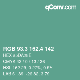 カラーコード: RGB 93.3 162.4 142 | qconv.com