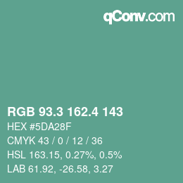 カラーコード: RGB 93.3 162.4 143 | qconv.com