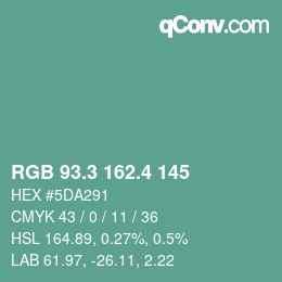 カラーコード: RGB 93.3 162.4 145 | qconv.com