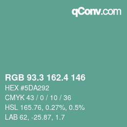 カラーコード: RGB 93.3 162.4 146 | qconv.com