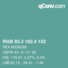 カラーコード: RGB 93.3 162.4 152 | qconv.com