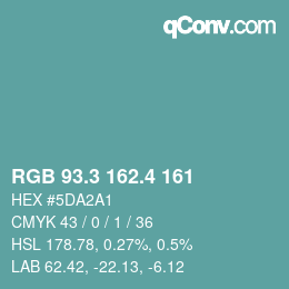 カラーコード: RGB 93.3 162.4 161 | qconv.com