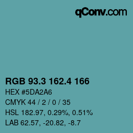 カラーコード: RGB 93.3 162.4 166 | qconv.com