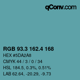 カラーコード: RGB 93.3 162.4 168 | qconv.com