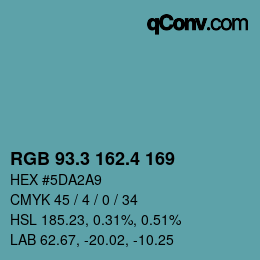 カラーコード: RGB 93.3 162.4 169 | qconv.com