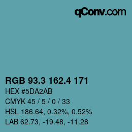 カラーコード: RGB 93.3 162.4 171 | qconv.com