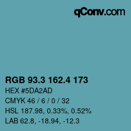 カラーコード: RGB 93.3 162.4 173 | qconv.com