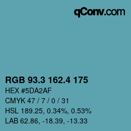 カラーコード: RGB 93.3 162.4 175 | qconv.com