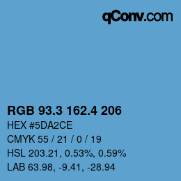 カラーコード: RGB 93.3 162.4 206 | qconv.com