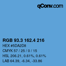 カラーコード: RGB 93.3 162.4 216 | qconv.com