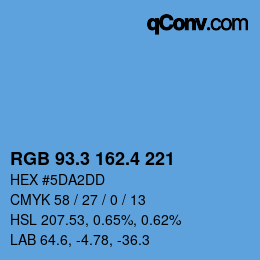 カラーコード: RGB 93.3 162.4 221 | qconv.com